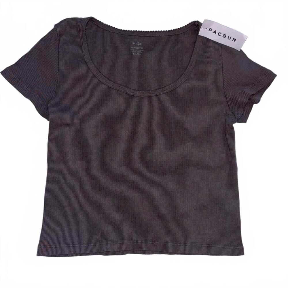 Pacsun John Golt Ribbed Gray Crop Top